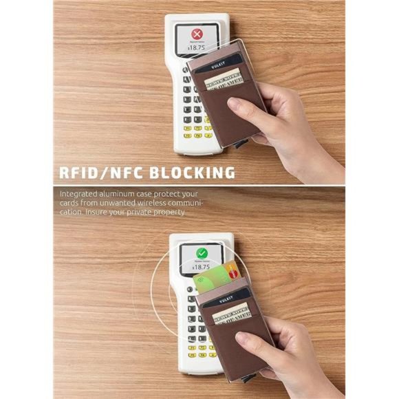 Elegant Style Pop Up Wallet for Men and Women-RFID Blocking Slim Metal Card Case - Picture 6 of 7